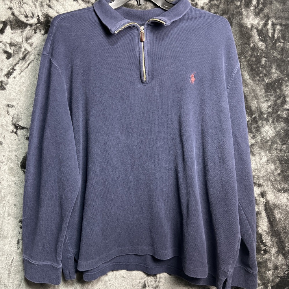 Polo Ralph Lauren Quarter Zip XXL Navy Pullover Pony‎ Logo Mens